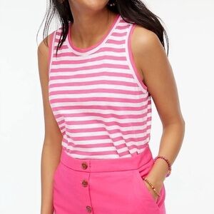 J. Crew Pink and White Striped Girlfriend Tank